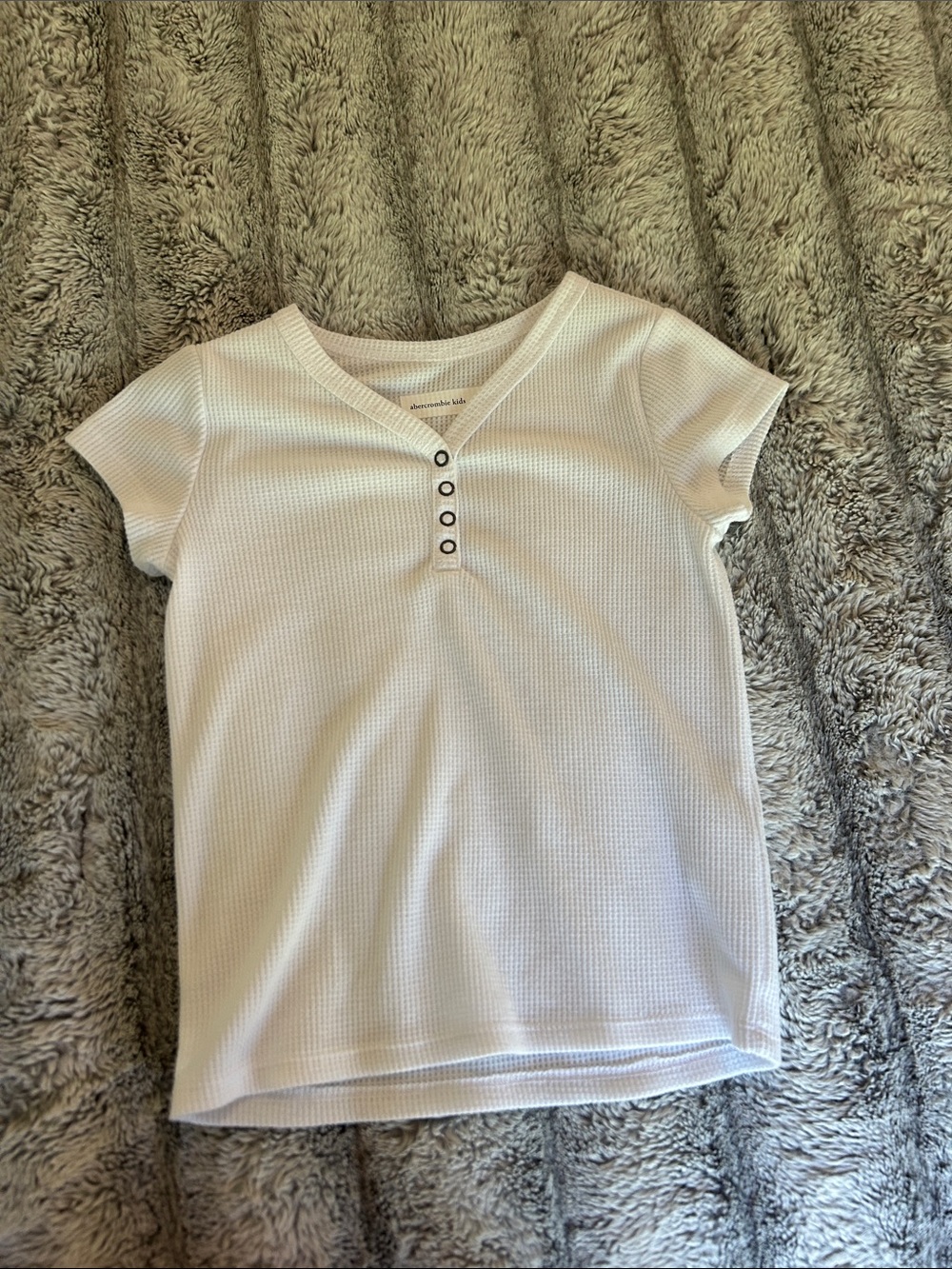 Abercrombie Kids Girls Waffle Knit Henley Tee Size 9/10 White Top